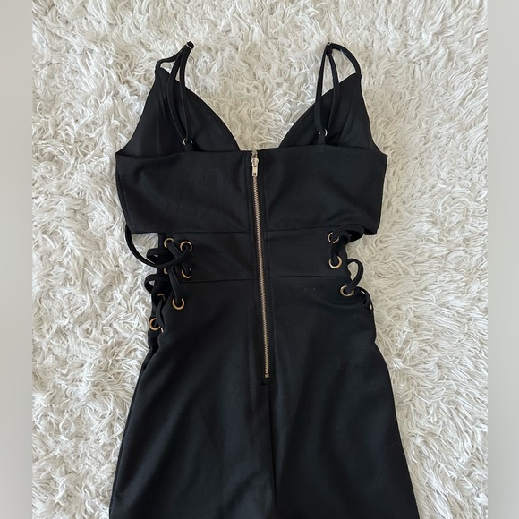 a'gaci Black Jumpsuit with Lace-Up Detailing - Picture 8 of 8